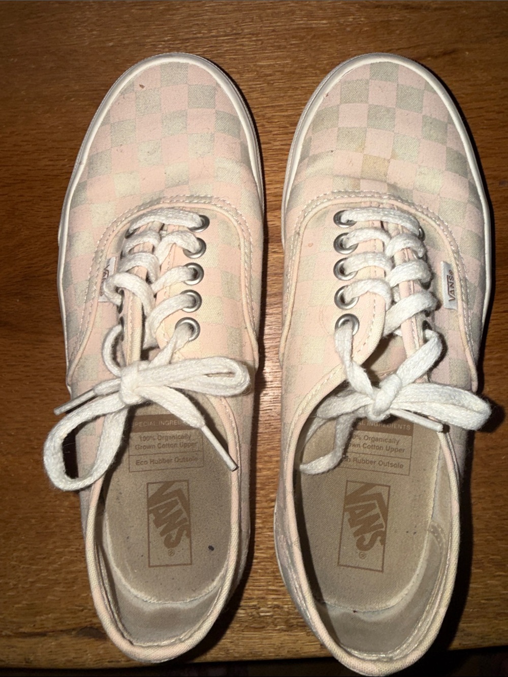Vans Pink and Cream Checkerboard Low-Top Sneakers